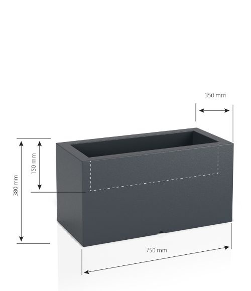 Plantenbak LUNGO - binnen en buiten - 75x35x38cm - wit