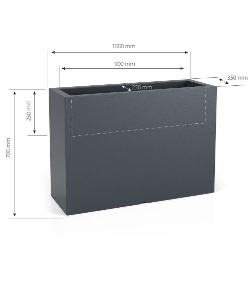 Plantenbak LONGERINO - binnen en buiten - 100x35x70cm - wit