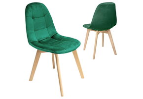 Velvet eetkamerstoel - 45x38x83cm - houten poten - groen