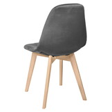 Velvet eetkamerstoel - 45x38x83cm - houten poten - grijs
