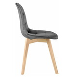 Velvet eetkamerstoel - 45x38x83cm - houten poten - grijs