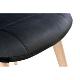 Velvet eetkamerstoel - 45x38x83cm - houten poten - grijs