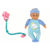 Babypop - 38cm - blauw - met papfles en fopspeen