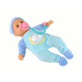 Babypop - 38cm - blauw - met papfles en fopspeen