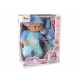 Babypop - 38cm - blauw - met papfles en fopspeen