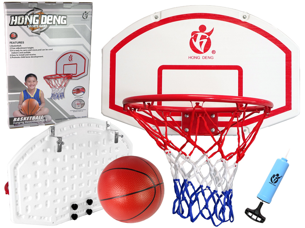 Basketbal net - 62x55x40cm - kunststof - wit, rood en blauw