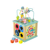 Activiteiten kubus - 19x19x18cm - met vormenstoof & klok - hout