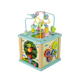 Activiteiten kubus - 19x19x18cm - met vormenstoof & klok - hout