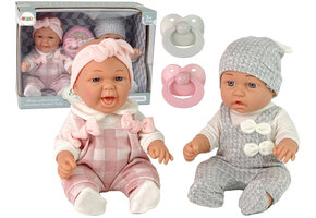 Babypoppen - 30 cm - tweeling - jongen en meisje - grijs en roze