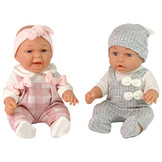 Babypoppen - 30 cm - tweeling - jongen en meisje - grijs en roze