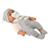 Babypoppen - 30 cm - tweeling - jongen en meisje - grijs en roze