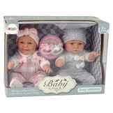 Babypoppen - 30 cm - tweeling - jongen en meisje - grijs en roze