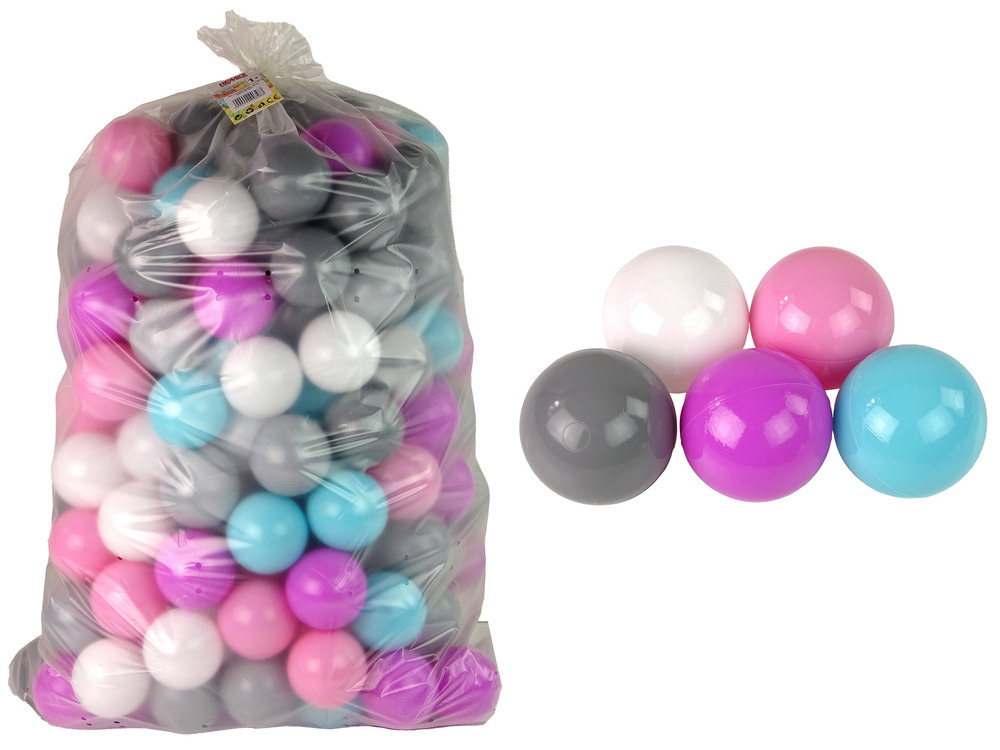 Ballenbak ballen - 200 stuks - grijs, wit, roze, paars en mint