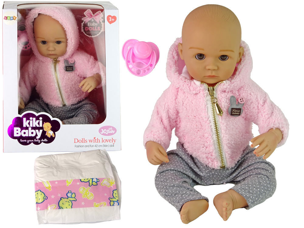 Babypop - 40x29 cm - met fopspeen - roze