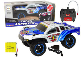 Bestuurbare auto - Truck Monster - R/C - 32x15x19cm - wit