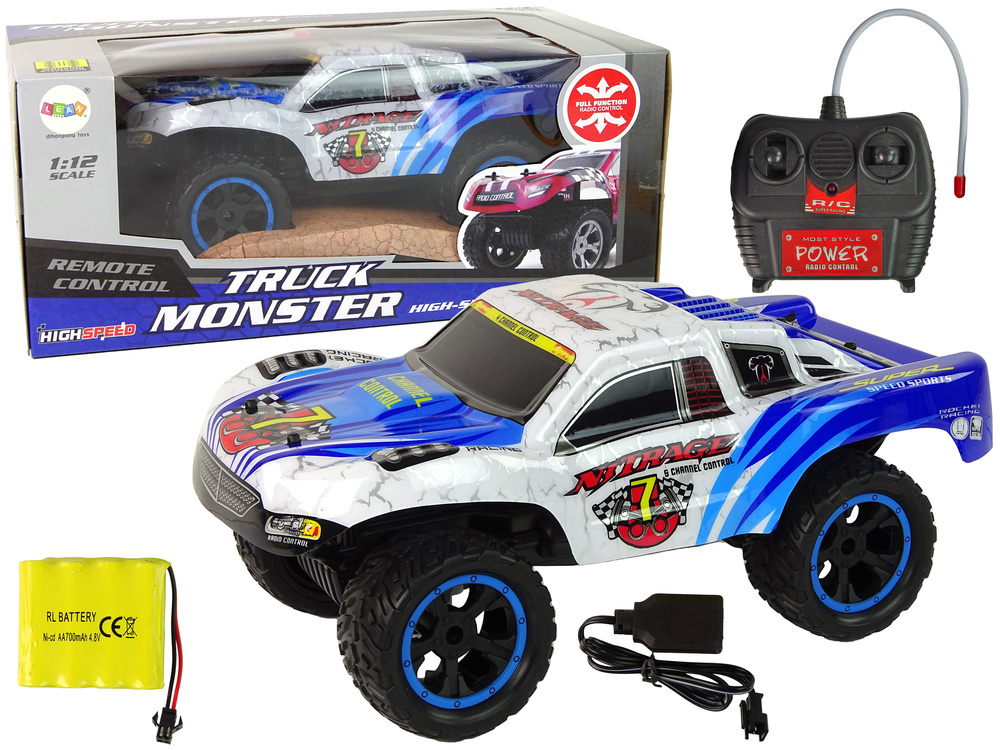 Bestuurbare auto - Truck Monster - R/C - 32x15x19cm - wit