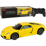 Bestuurbare auto - Porsche 918 - R/C - 19x5x7,5 cm - geel