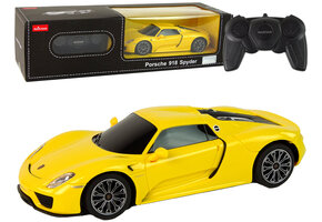 Bestuurbare auto - Porsche 918 - R/C - 19x5x7,5 cm - geel