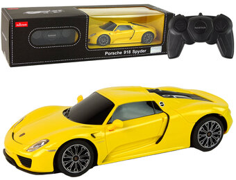 Bestuurbare auto - Porsche 918 - R/C - 19x5x7,5 cm - geel