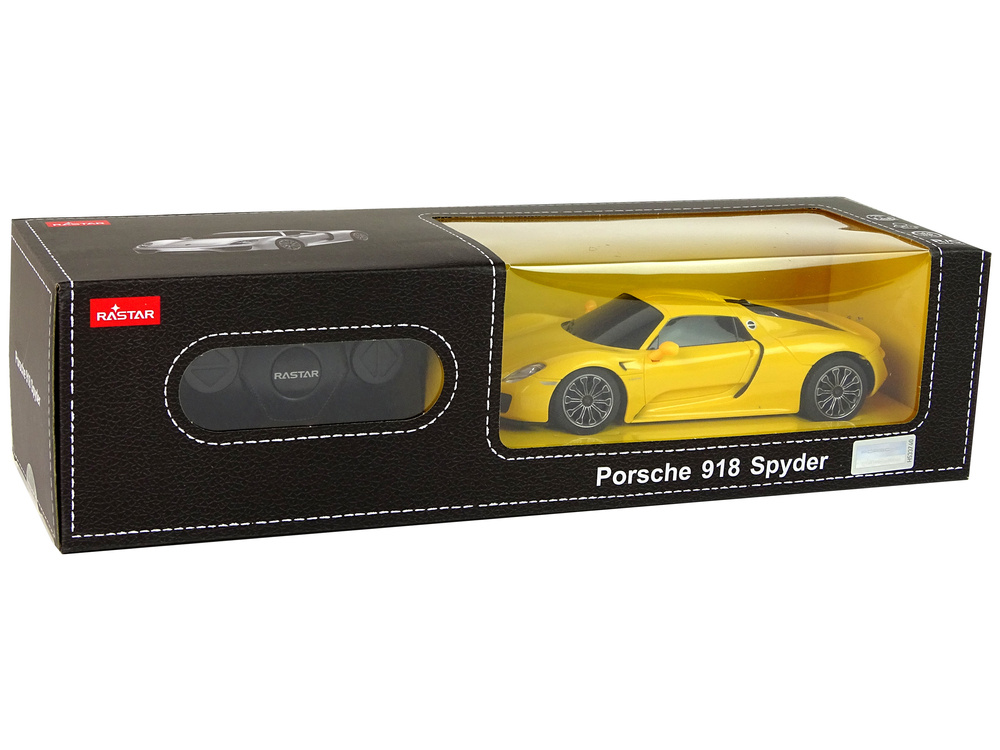 Bestuurbare auto - Porsche 918 - R/C - 19x5x7,5 cm - geel
