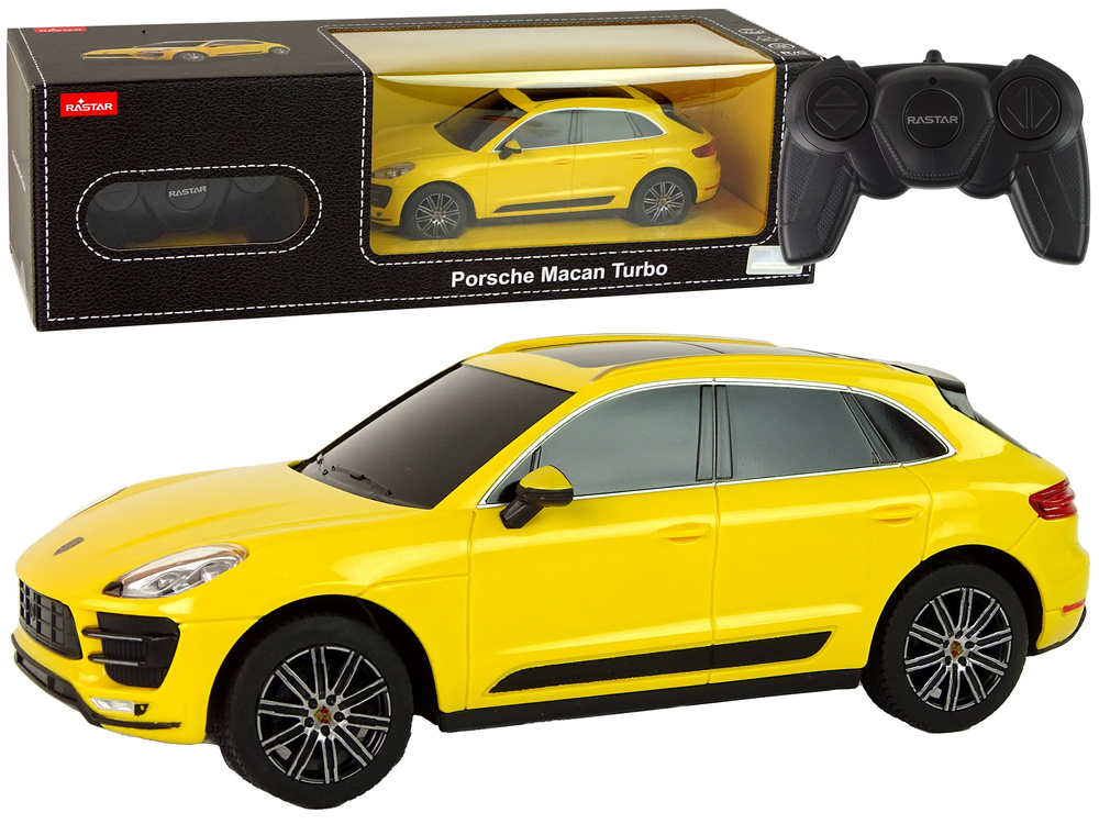 Bestuurbare auto - Porsche Macan Turbo - R/C - 19x7x7,5cm - geel