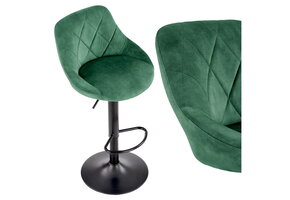 Barkruk velvet - 45x38x83cm - 360 graden draaibaar - donkergroen