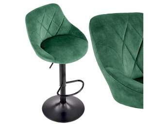 Barkruk velvet - 45x38x83cm - 360 graden draaibaar - donkergroen