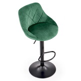 Barkruk velvet - 45x38x83cm - 360 graden draaibaar - donkergroen