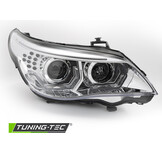 Koplampen geschikt voor BMW E60 E61 03-07 - 3D LED angel eyes - chroom