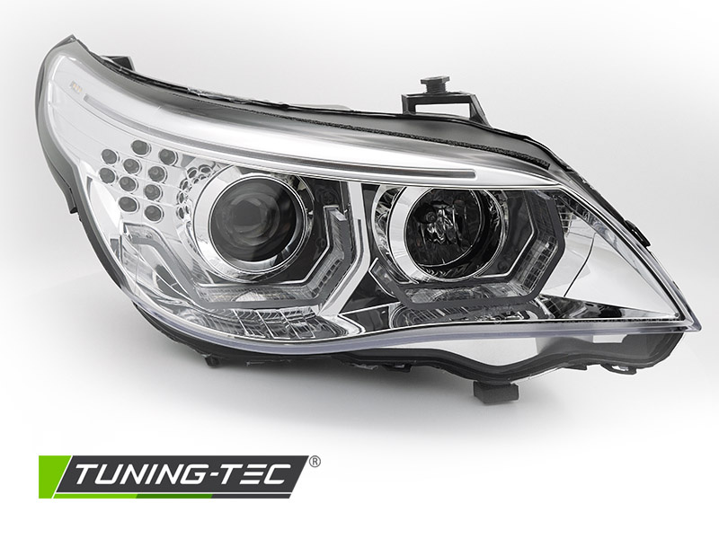 Koplampen BMW E60 E61 03-07 - 3D LED angel eyes - chroom