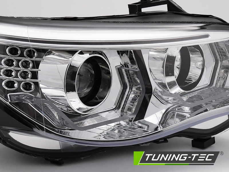 Koplampen BMW E60 E61 03-07 - 3D LED angel eyes - chroom