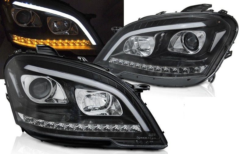 Koplampen MERCEDES W164 ML M-klasse 09-11 - Tube light - zwart