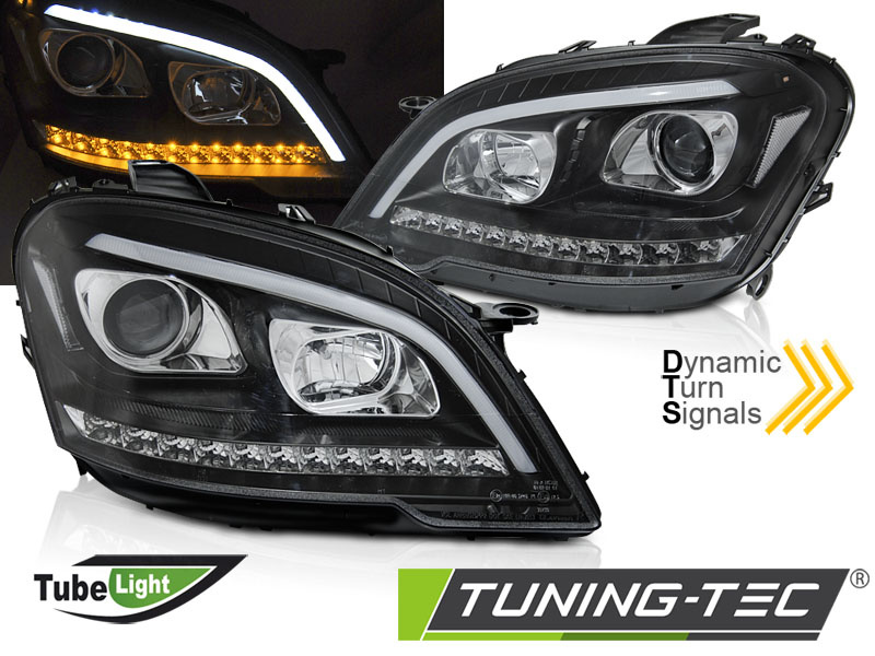 Koplampen MERCEDES W164 ML M-klasse 09-11 - Tube light - zwart