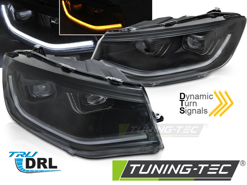 Koplampen voor VW CADDY 20- tube light DRL - zwart