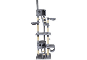 Krabpaal - 9 niveaus - 104x56x275 cm - pluche - grijs