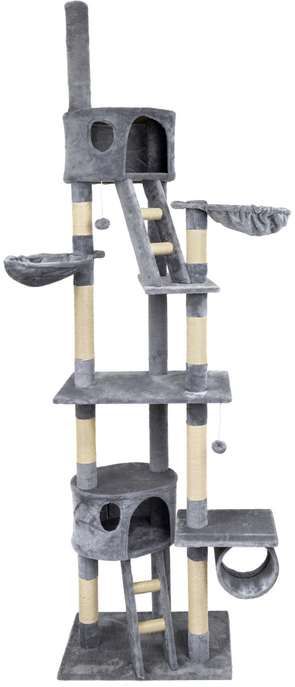 Krabpaal - 9 niveaus - 104x56x275 cm - pluche - grijs
