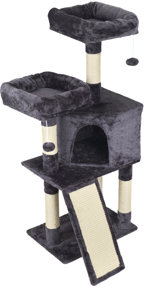 Krabpaal - 5 niveaus - 59x54x117cm - pluche - grijs