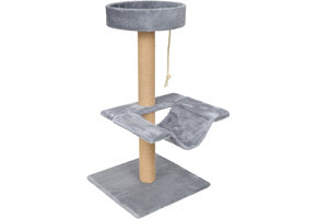 Krabpaal - 3 niveaus - 40x49x80 cm - pluche - grijs