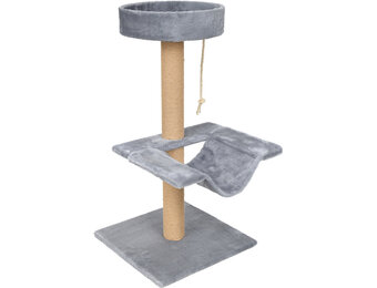 Krabpaal - 3 niveaus - 40x49x80 cm - pluche - grijs