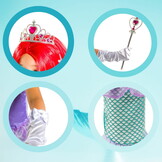 Zeemeermin jurk - maat 120 - met rode pruik en accessoires