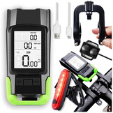 Fietscomputer - met fietslamp en kilometerteller - zwart