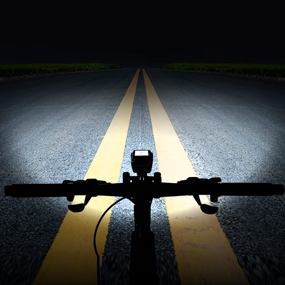Fietscomputer - met fietslamp en kilometerteller - zwart