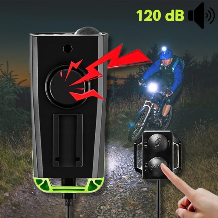 Fietscomputer - met fietslamp en kilometerteller - zwart