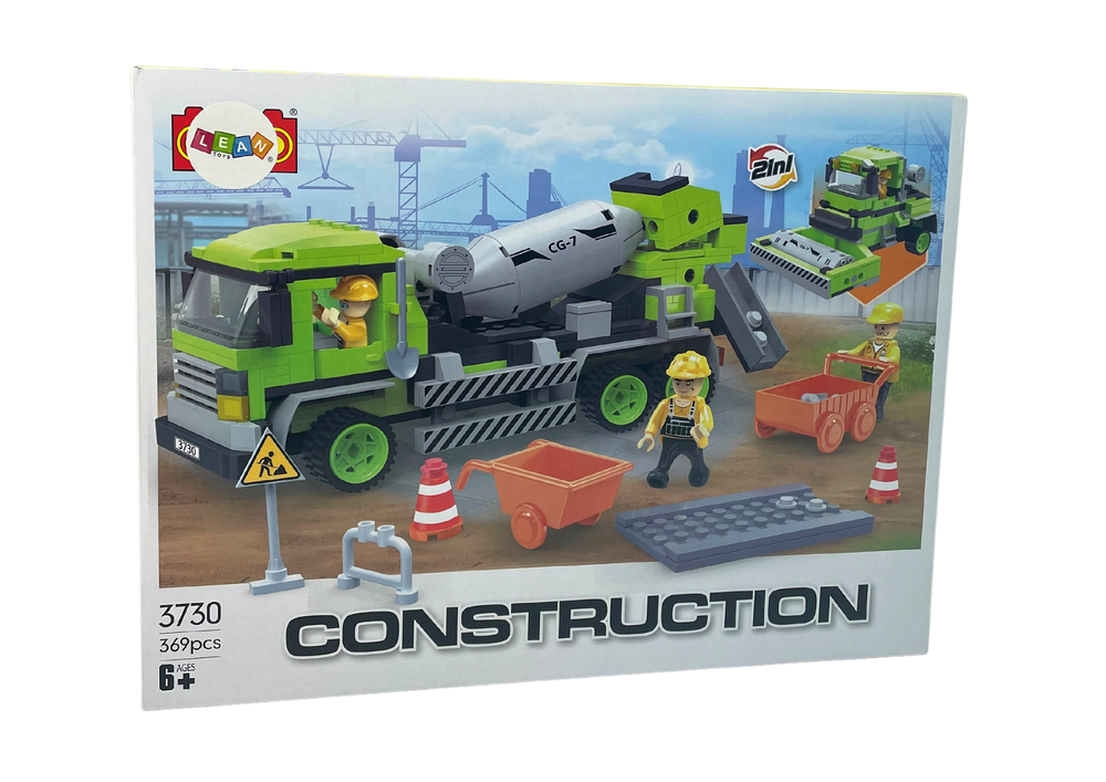 Bouwset - betonmixer - 41x31x7cm - 369 delig - groen