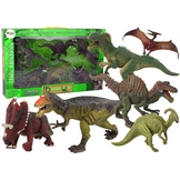 Dinosaurus speelgoed - 26x9x15cm - 6 delig - kunststof - groen bruin