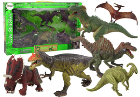 Dinosaurus speelgoed - 26x9x15cm - 6 delig - kunststof - groen bruin