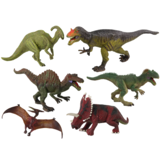 Dinosaurus speelgoed - 26x9x15cm - 6 delig - kunststof - groen bruin