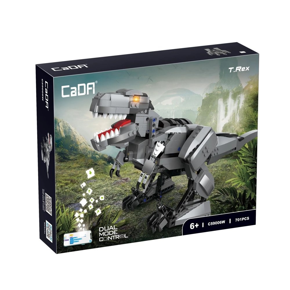 Bouwset - CaDA - Tyrannosaurus Rex - 701 bouwstenen - grijs