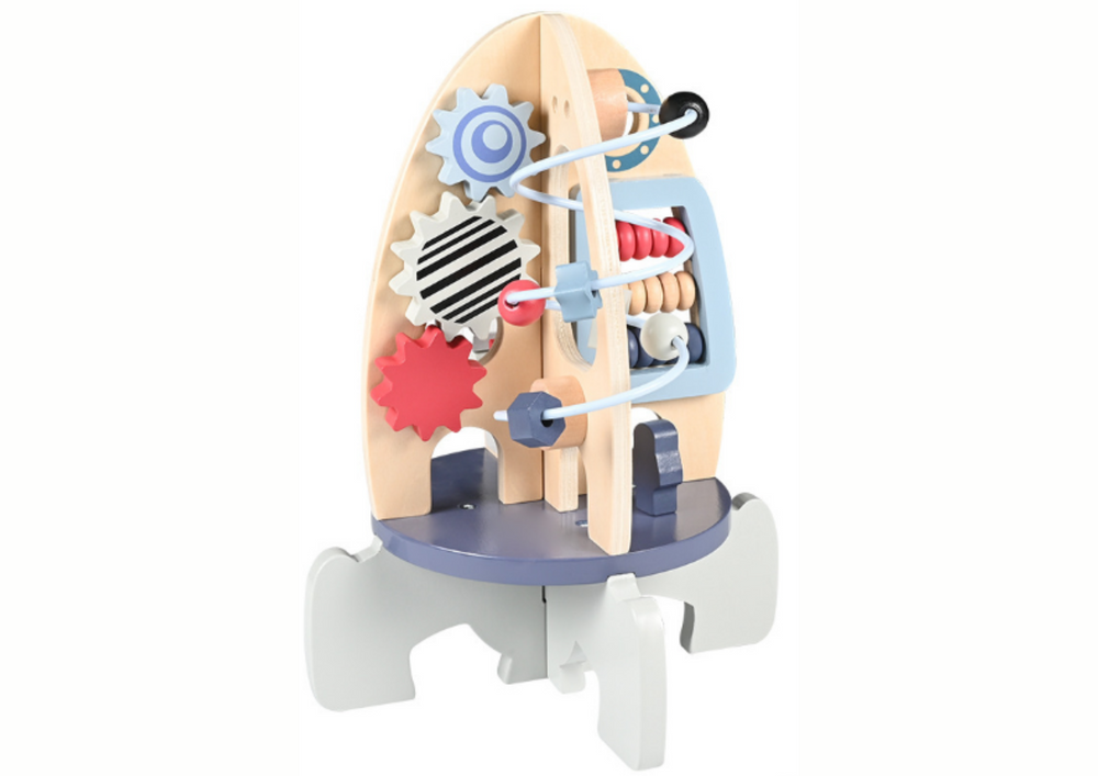 Activiteiten raket - motoriek speelgoed - 22x22x30cm - hout
