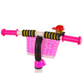 Driewieler met duwstang - 95x48x90cm - met fietsmandje - roze